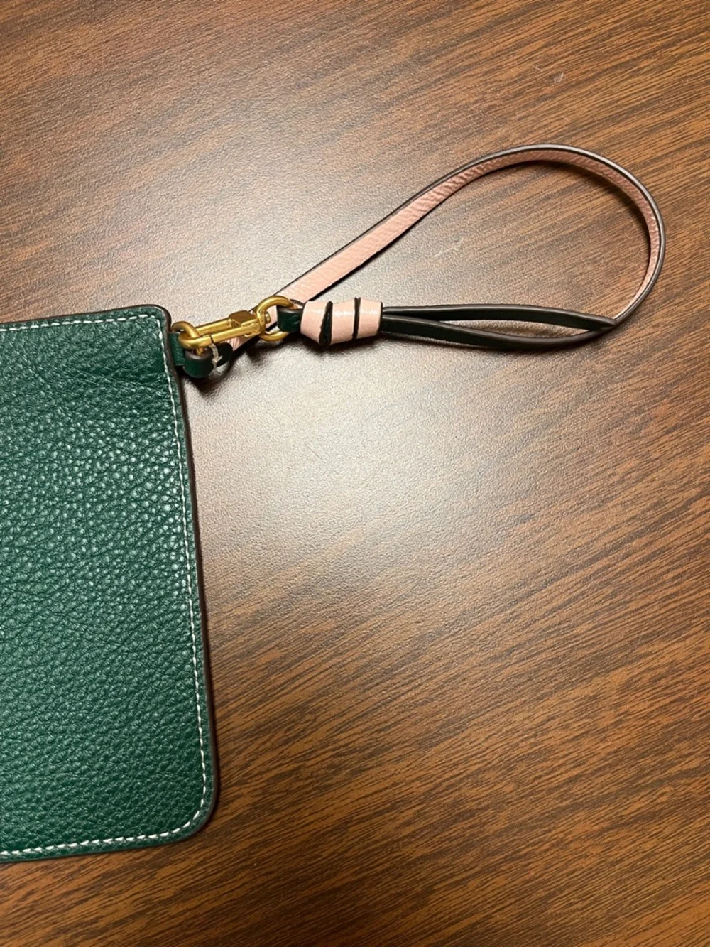 Tory Burch Green‎ Pebbled Leather Wristlet Clutch